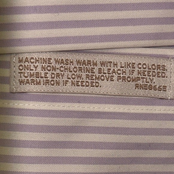 Nordstrom Striped Dress Shirt Button Down White Lavender 100% Cotton size 16.5 - Picture 10 of 12
